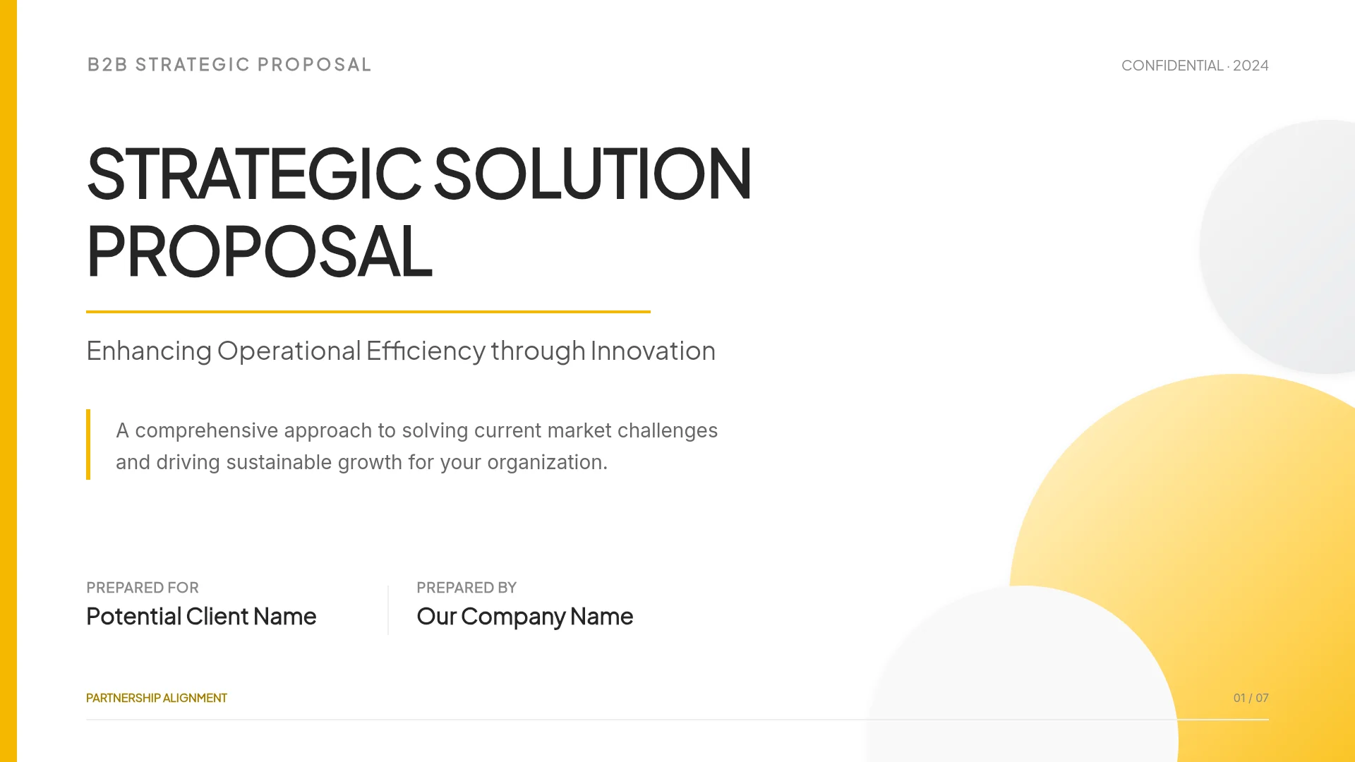 The first slide of the B2B Strategic Proposal template. Cover of the B2B Strategic Proposal template